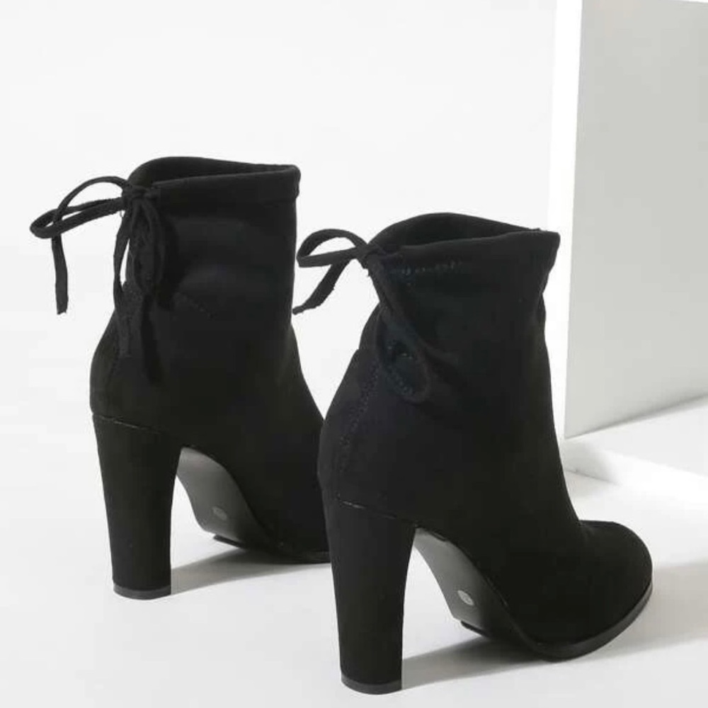Rear Tie Block Heel Ankle Boot - Picture 2 of 5
